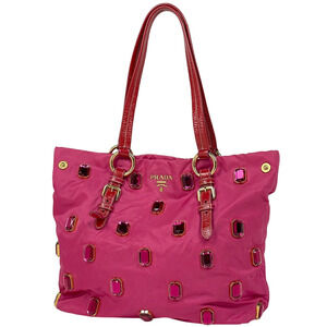 Prada tote bag embellished pink red